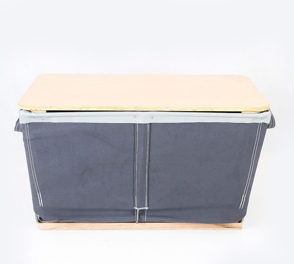 Large Canvas Laundry Basket on Wood Runners Pottery Barn