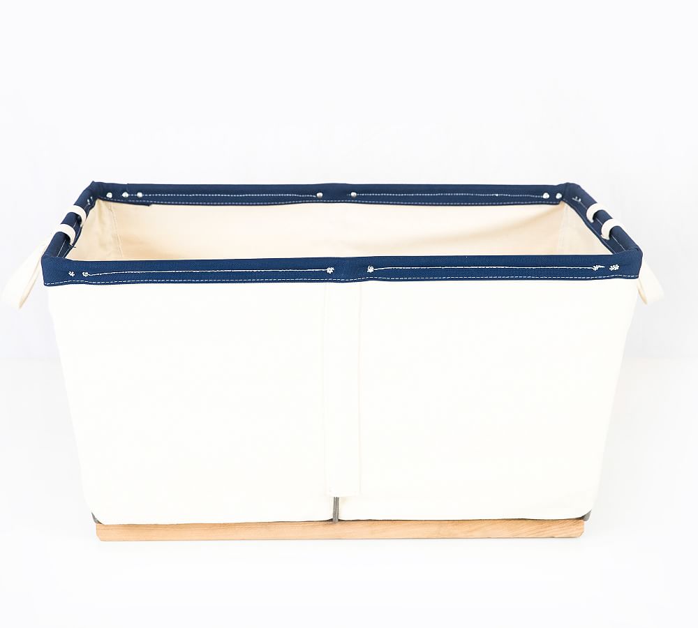 Large Canvas Laundry Basket on Wood Runners Pottery Barn