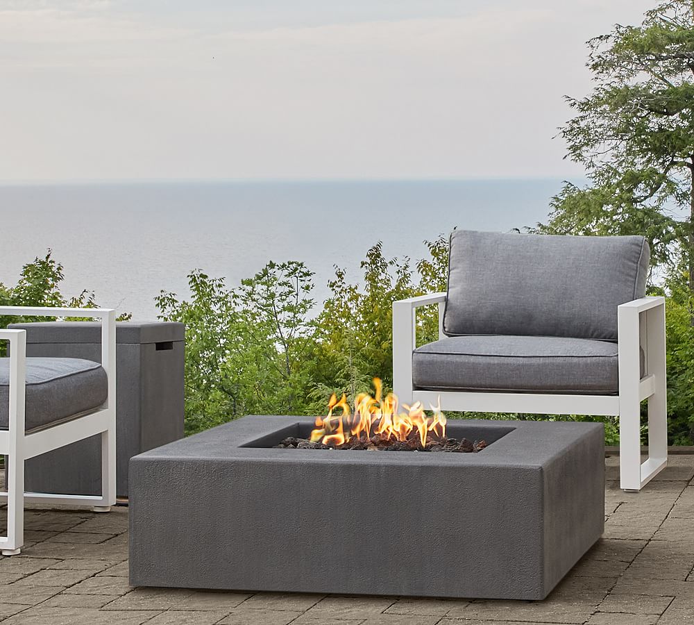 Arbor Concrete Low Square Fire Pit Table | Pottery Barn