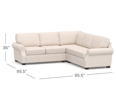 Fremont Roll Arm Upholstered 3-Piece L-Sectional | Pottery Barn