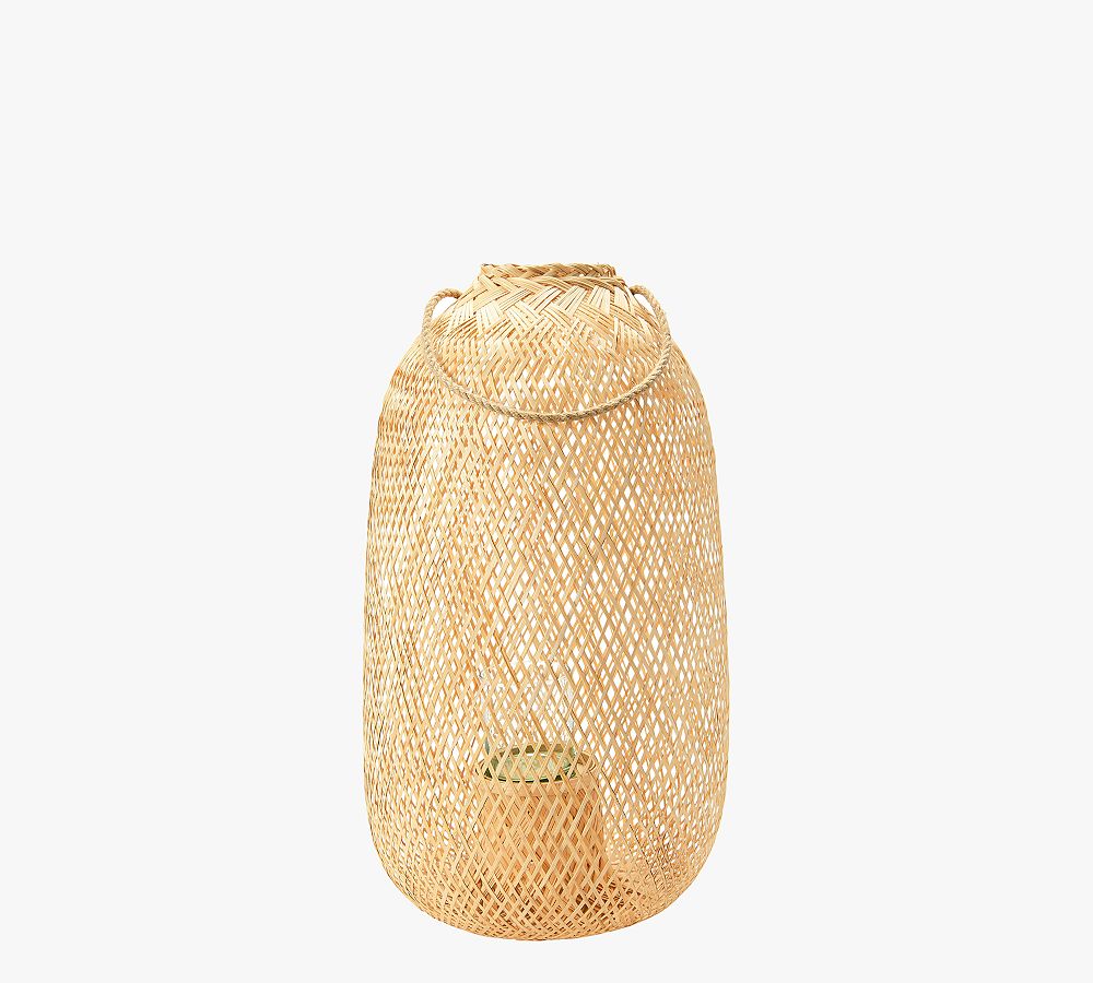 Woven Bamboo Lantern With Jute Handle Pottery Barn