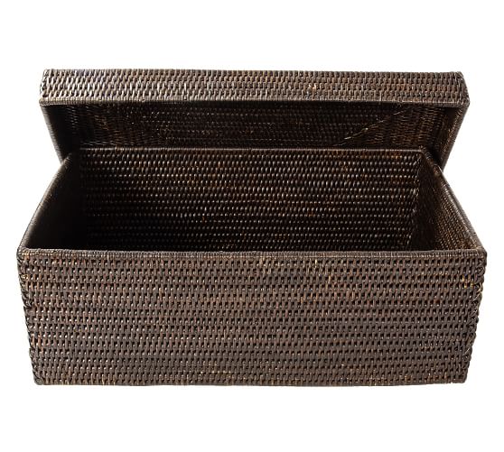 Tava Handwoven Rattan Rectangular Storage Box With Lid | Pottery Barn