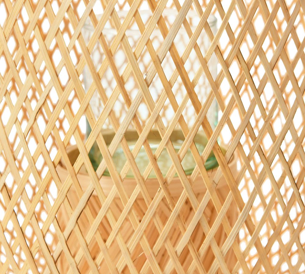 Woven Bamboo Lantern With Jute Handle Pottery Barn