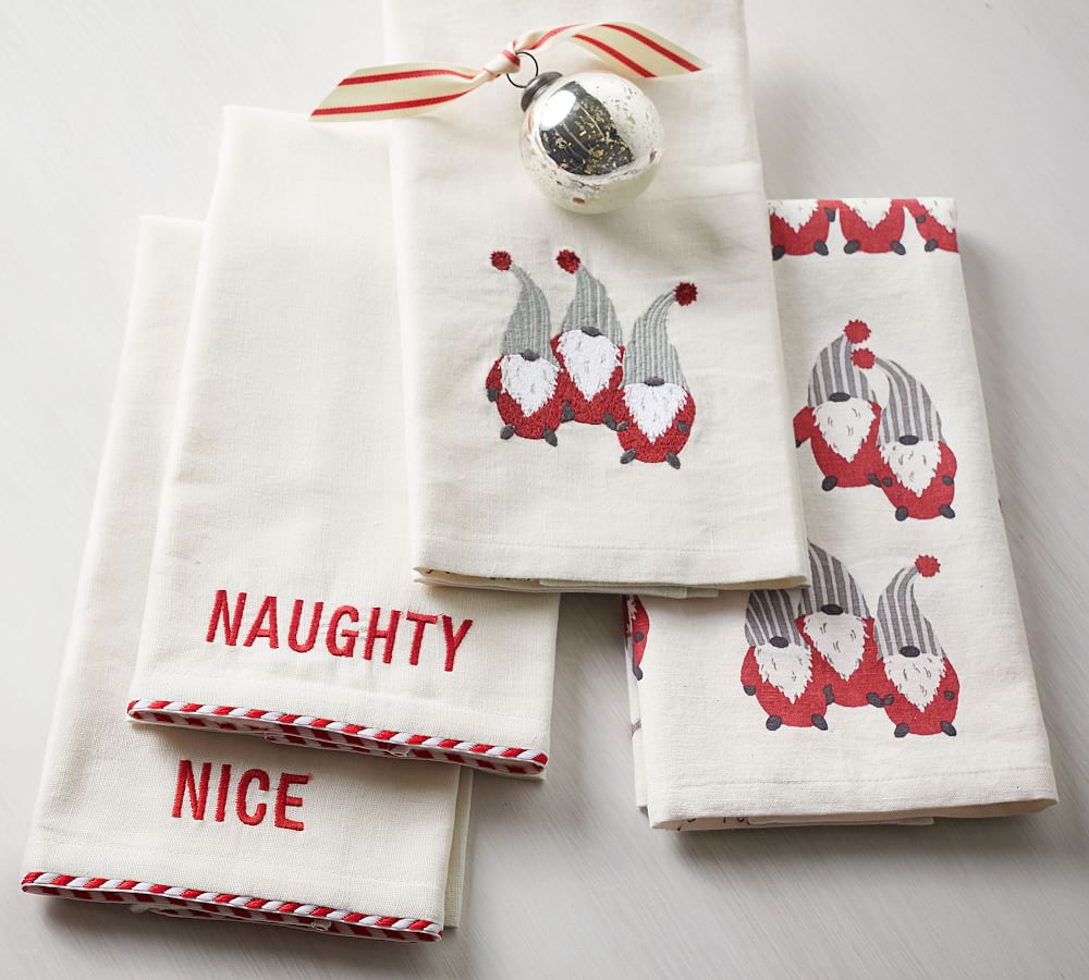 Naughty & Nice Hand Towels Pottery Barn