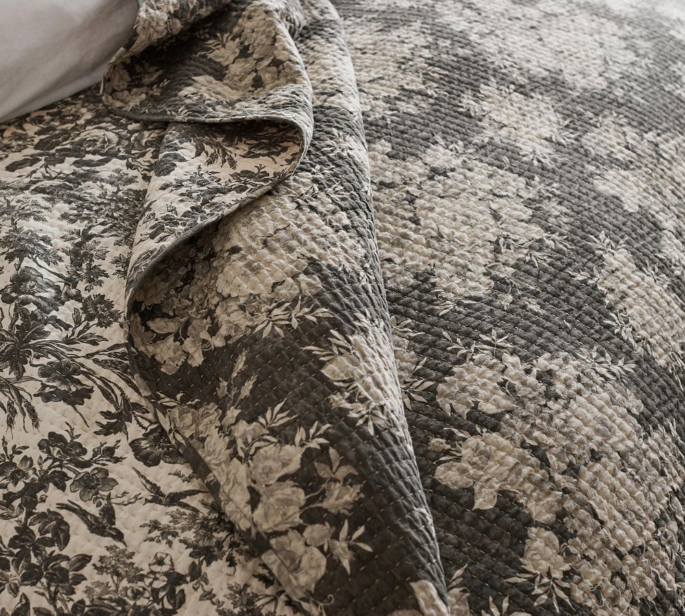 Juliette Toile Handcrafted Reversible PickStitch Quilt Pottery Barn