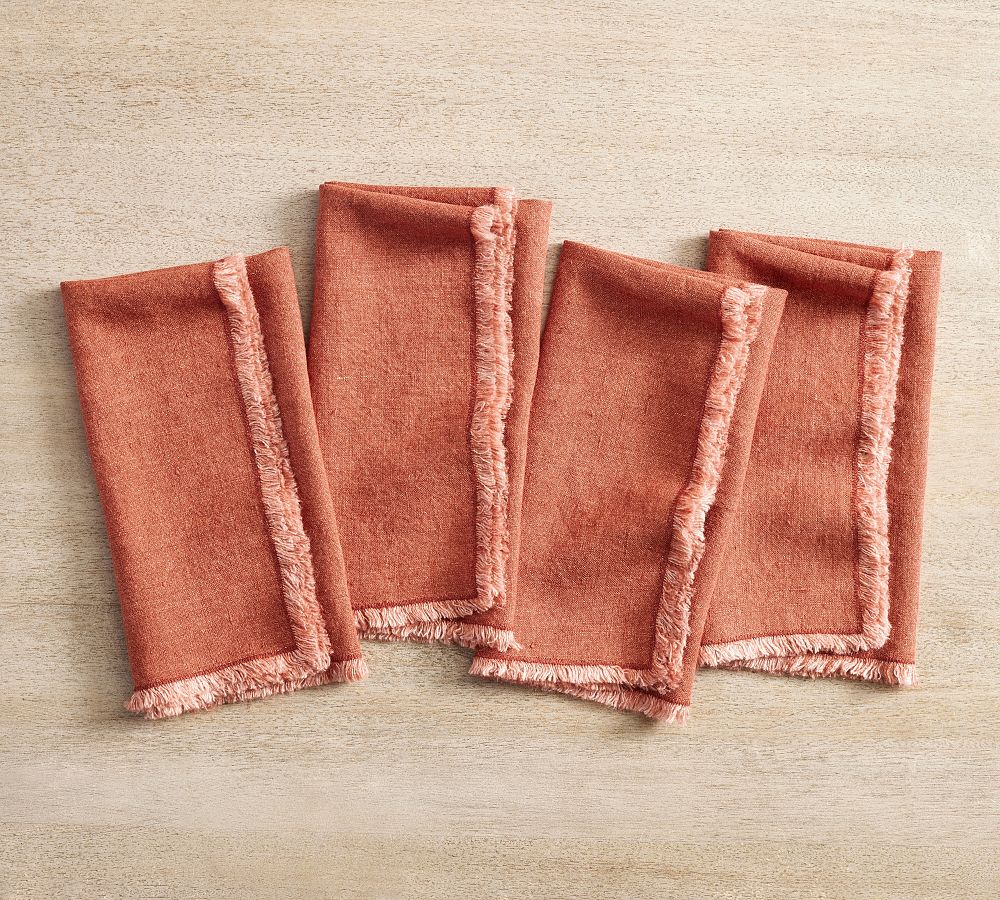 Frayed Oversized Linen Napkins Set of 4 Pottery Barn