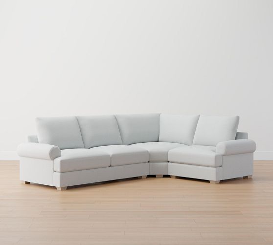 Canyon Roll Arm Upholstered 3-Piece Sectional with Wedge | Pottery Barn