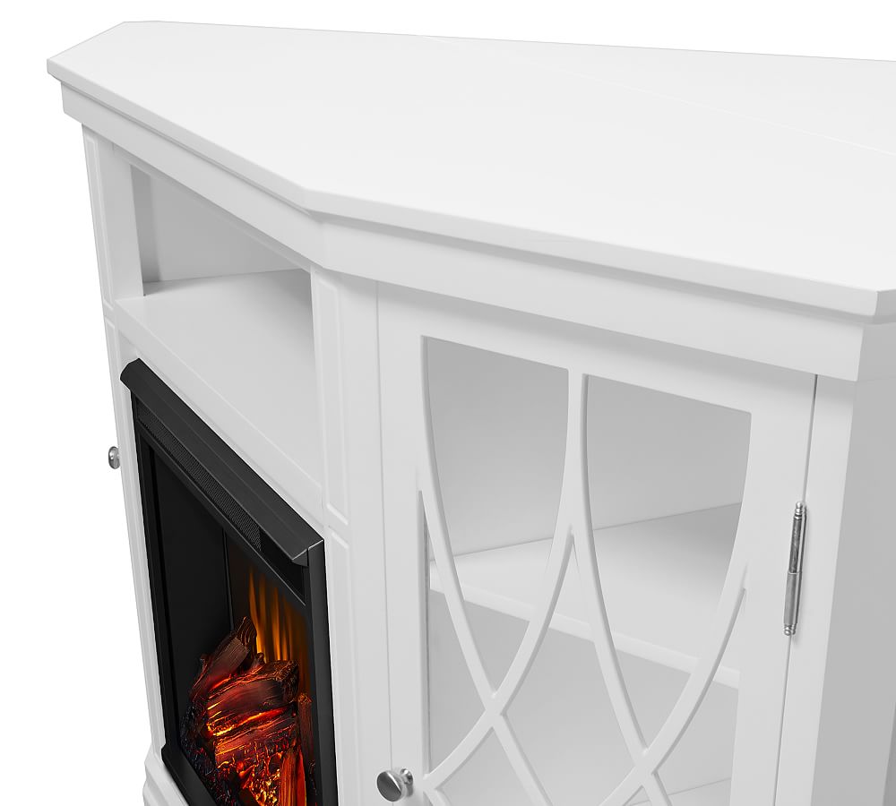 Real Flame® Lynette Corner Electric Fireplace Media Cabinet | Pottery Barn