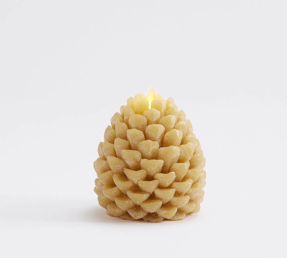 Premium Flickering Flameless Wax Pinecone Candle Pottery Barn