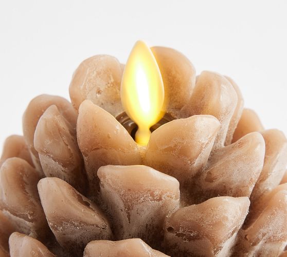 Premium Flickering Flameless Wax Pinecone Candle Pottery Barn