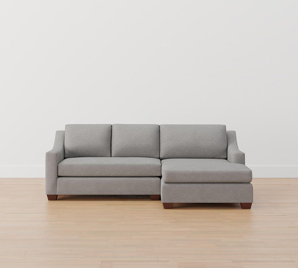 York Slope Arm Upholstered Sofa Double Wide Chaise Sectional Pottery Barn