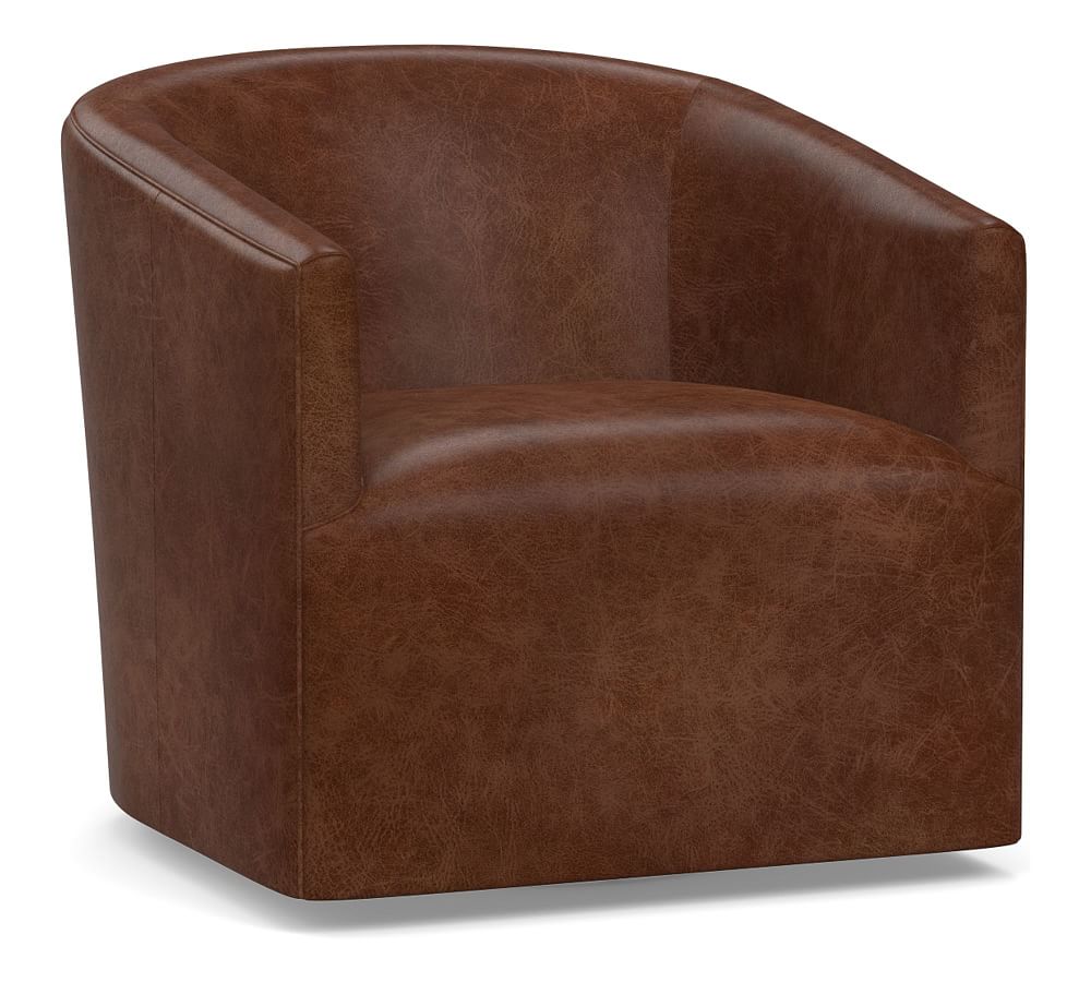 Baldwin Leather Swivel Armchair Pottery Barn