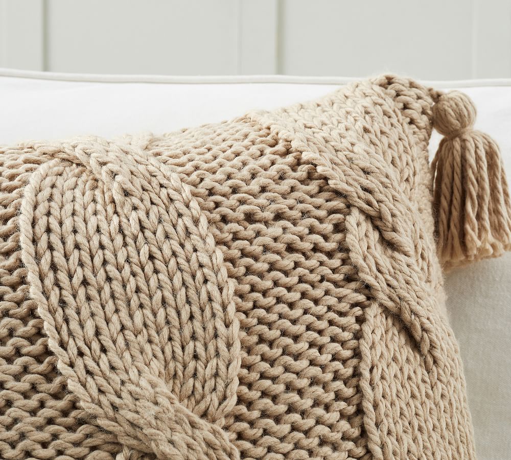 Bluma Handknit Throw Pillow Cover | Pottery Barn