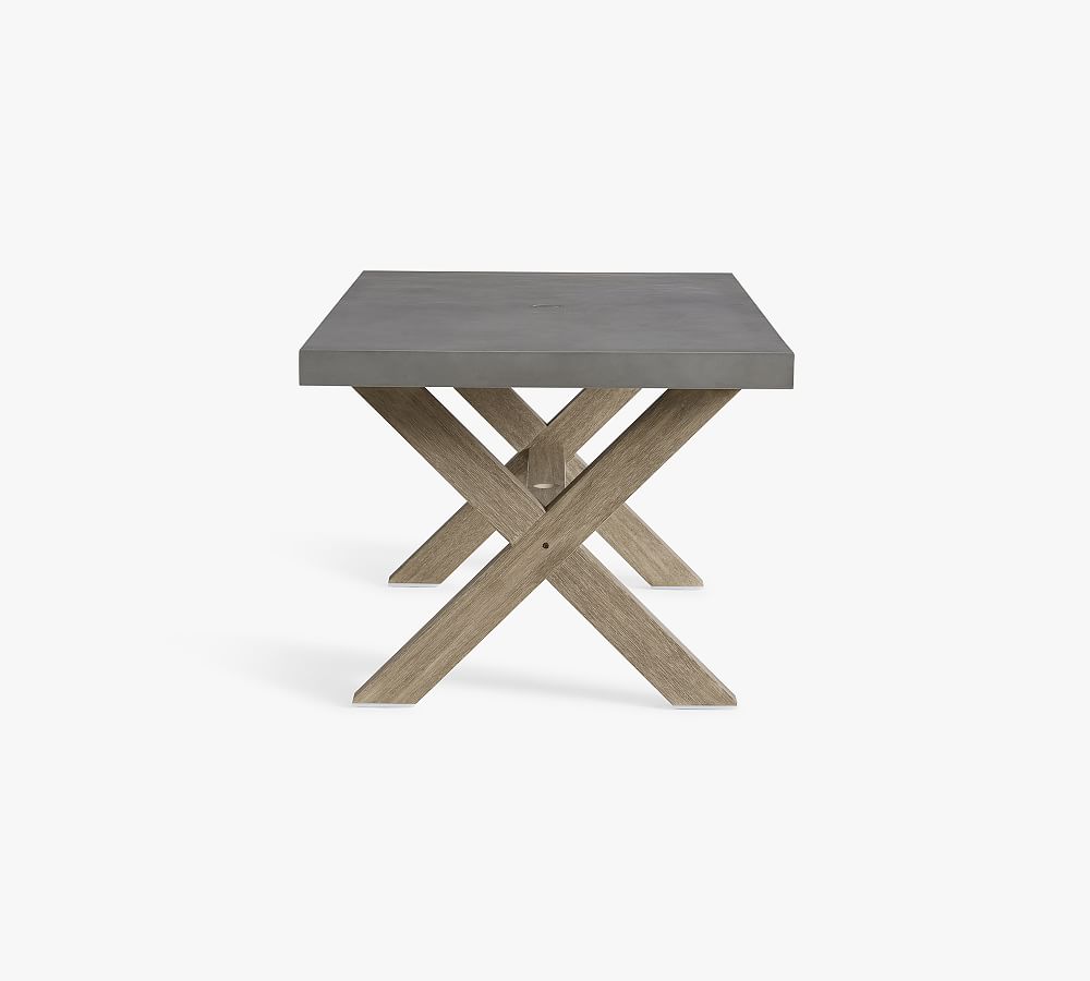 Indio Concrete & Eucalyptus XBase Outdoor Dining Table Pottery Barn