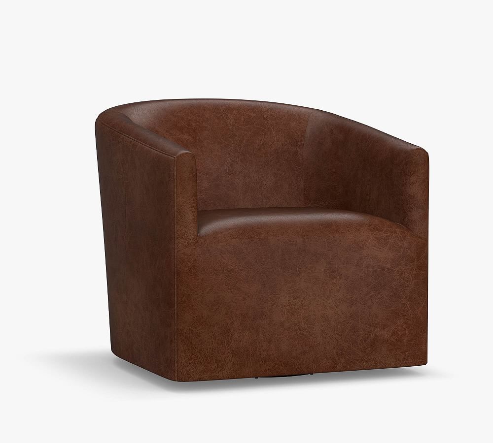 Baldwin Leather Swivel Armchair Pottery Barn