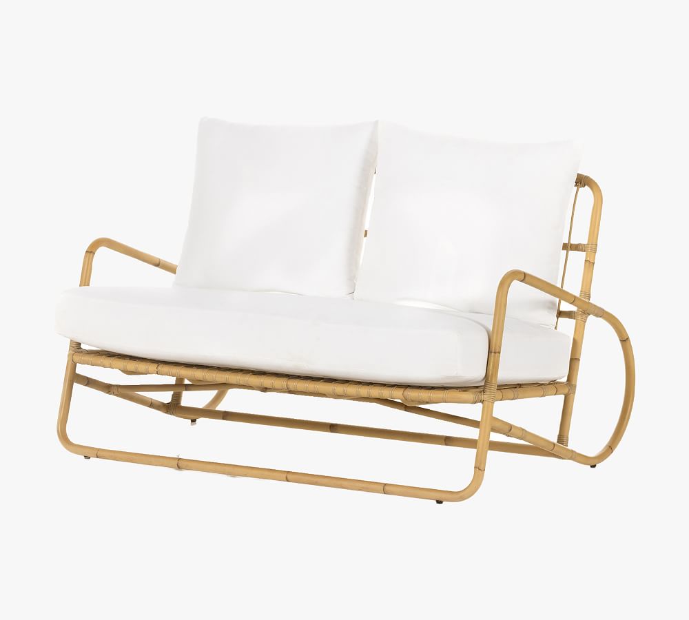 Elm Faux Rattan Outdoor Loveseat Pottery Barn