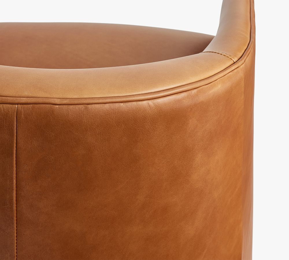 Baldwin Leather Barrel Back Dining Chair Pottery Barn