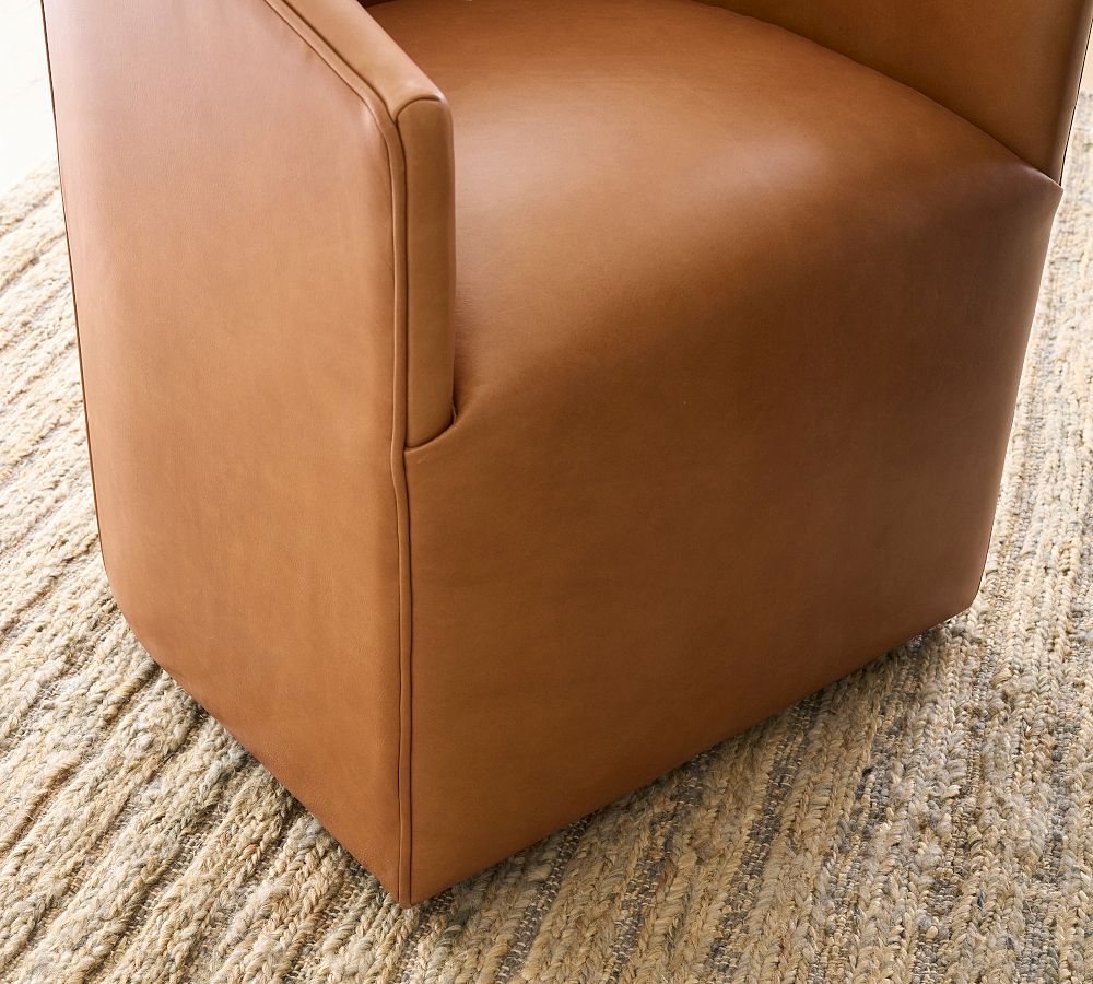Baldwin Leather Barrel Back Dining Chair 2 L 
