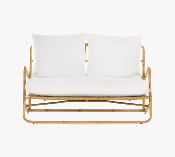 Elm Faux Rattan Outdoor Loveseat Pottery Barn