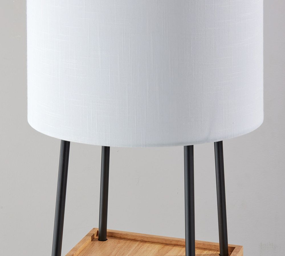 Neve Charge Wooden Shelf Floor Lamp with USB Pottery Barn