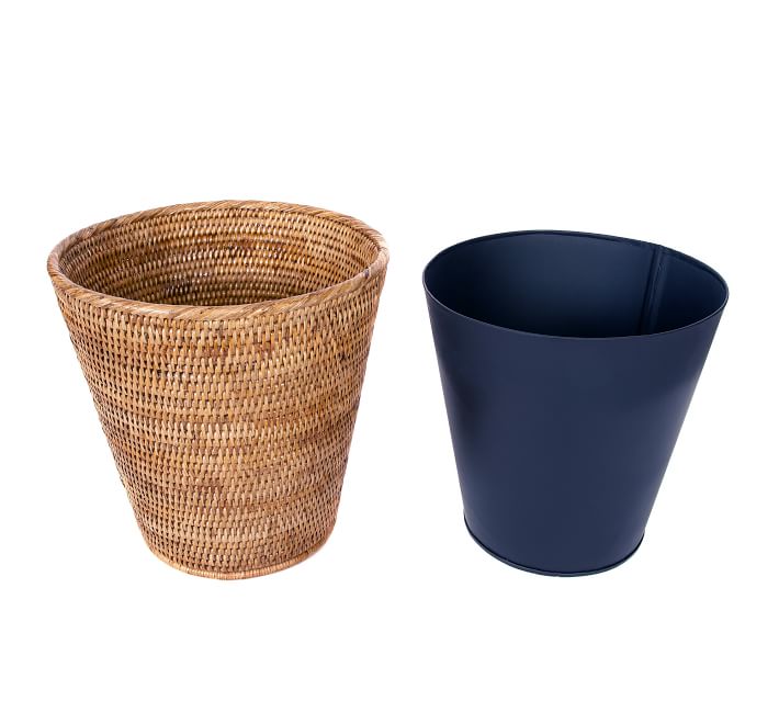 Tava Handwoven Rattan Oval Wastebasket with Metal Liner