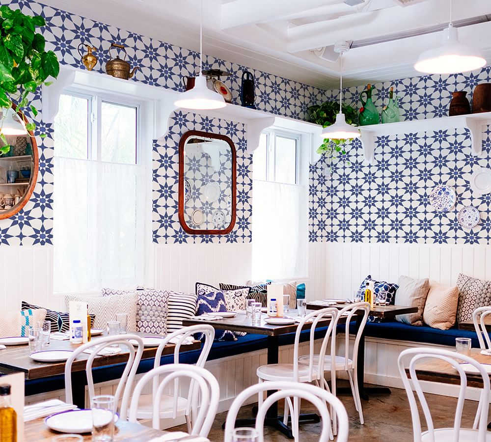 Soleil Santorini Blue Removable Wallpaper Pottery Barn