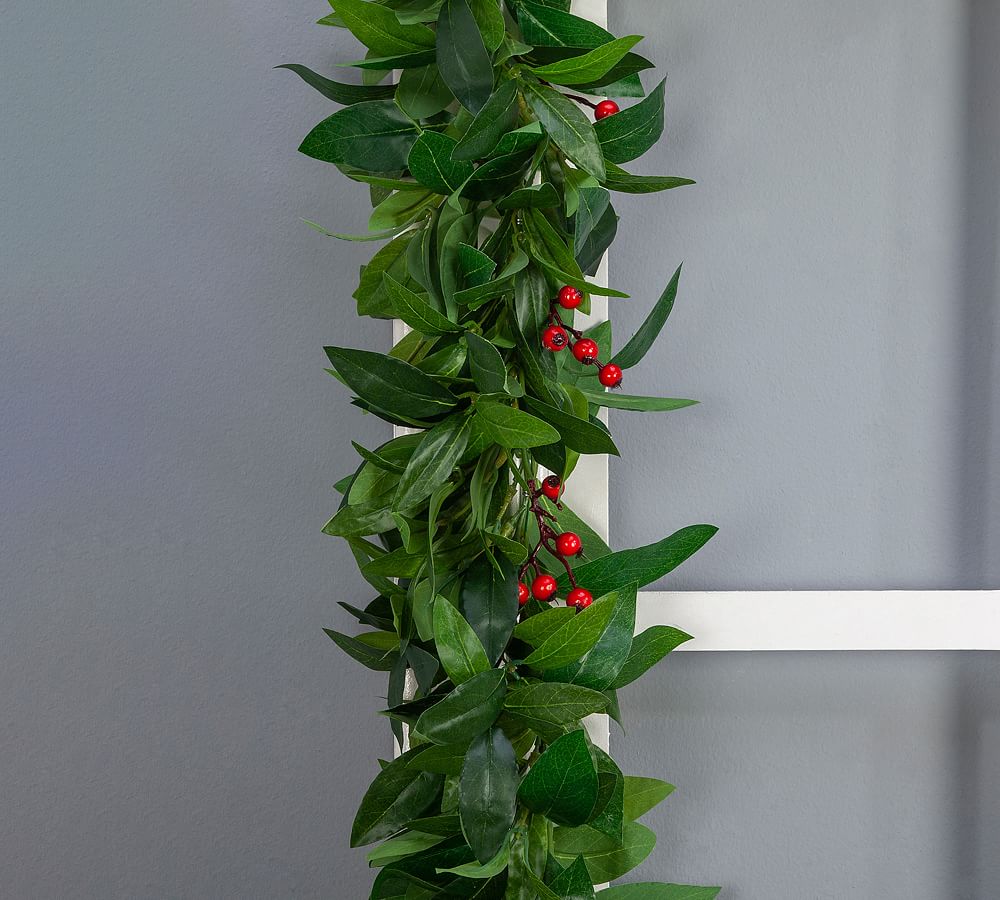 Artificial Laurel Leaf And Berry Garland, Set of 2 Pottery Barn