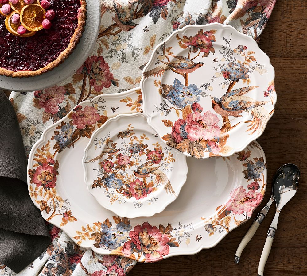 Piper Floral Bird Dinner Plates - Set of 4 | Pottery Barn