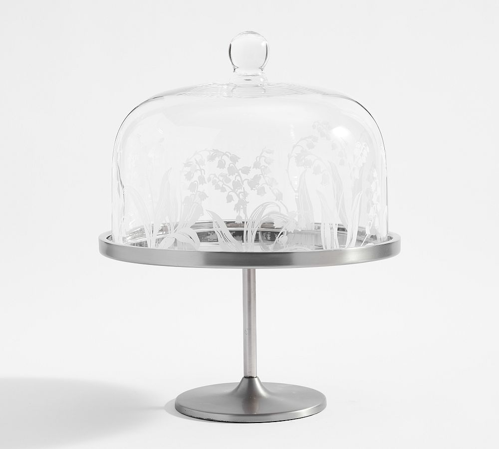 Monique Lhuillier Lily of the Valley Glass Cake Dome Pottery Barn
