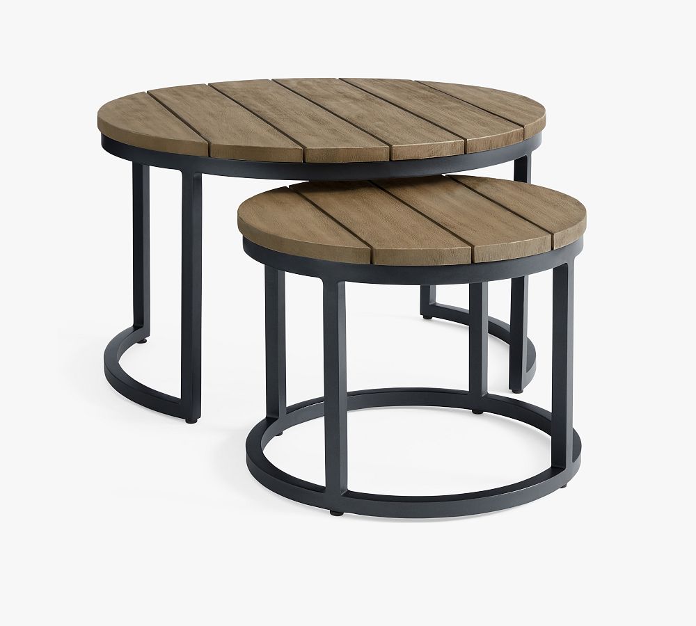 Indio FSC® Mahogany & Metal Round Nesting Outdoor Coffee Table