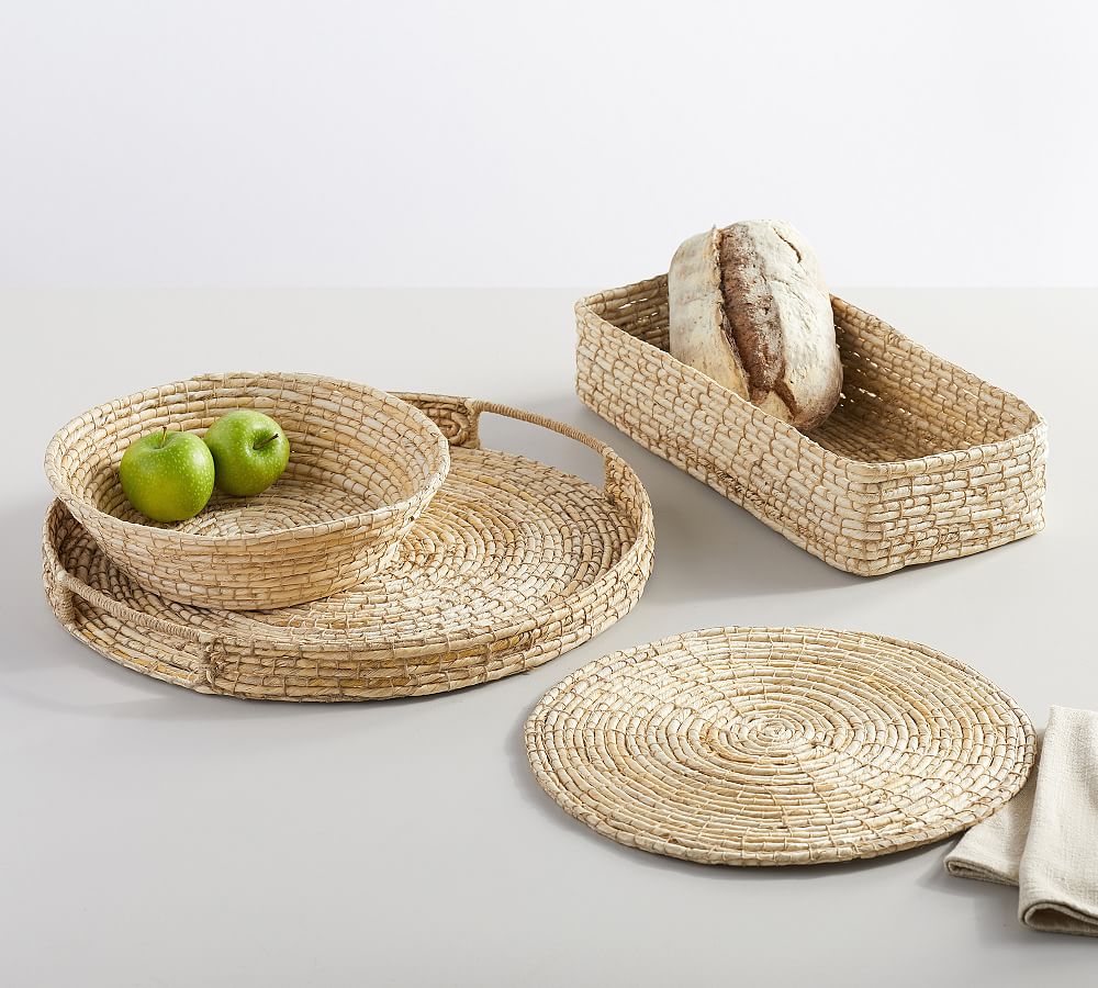 Wynne Coil Handwoven Abaca Fruit Basket Pottery Barn