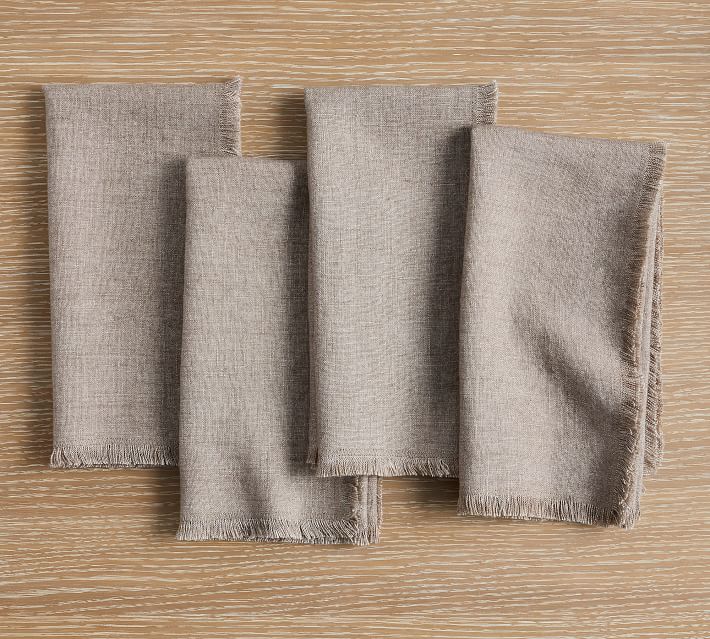 Frayed Oversized Linen Napkins - Set of 4