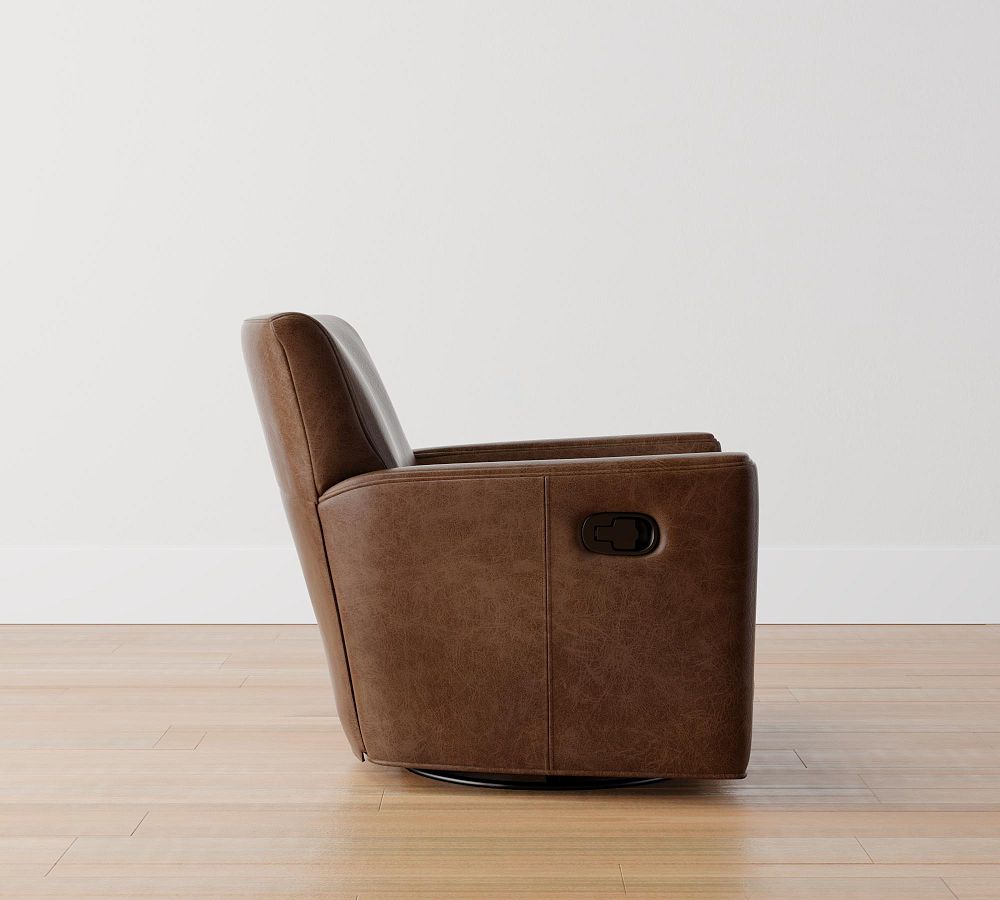 Irving Square Arm Leather Swivel Recliner Pottery Barn