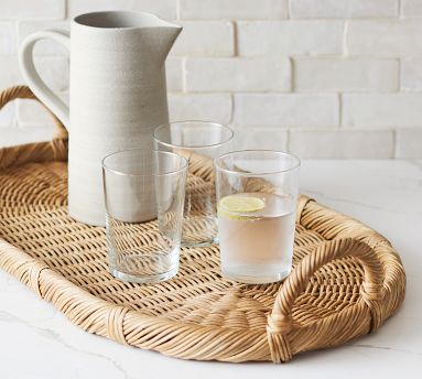 Handwoven Wicker Oval Serving Tray | Pottery Barn