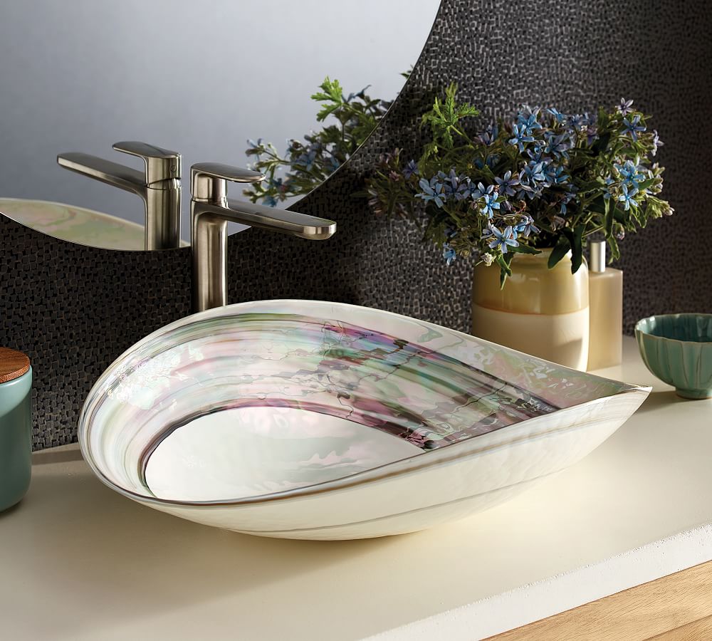 Rilen Sunrise 48” Handcrafted Single Vanity with Glass Sink Pottery Barn