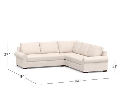 Big Sur Roll Arm Upholstered 3-Piece L-Sectional | Pottery Barn