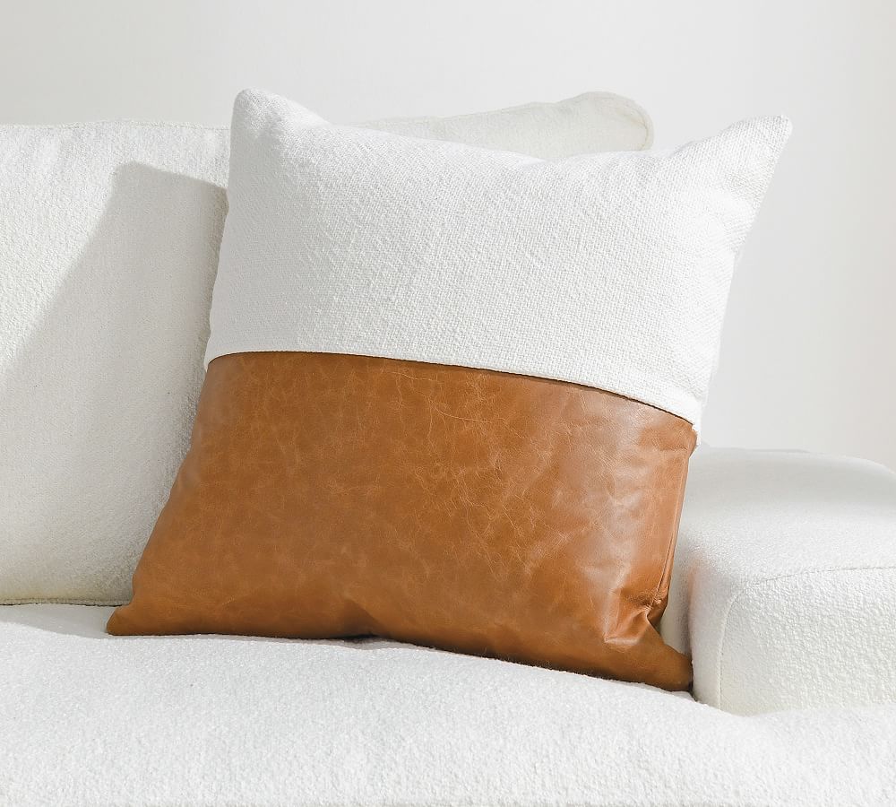 Aleta Leather And Linen Pillow Cover Pottery Barn