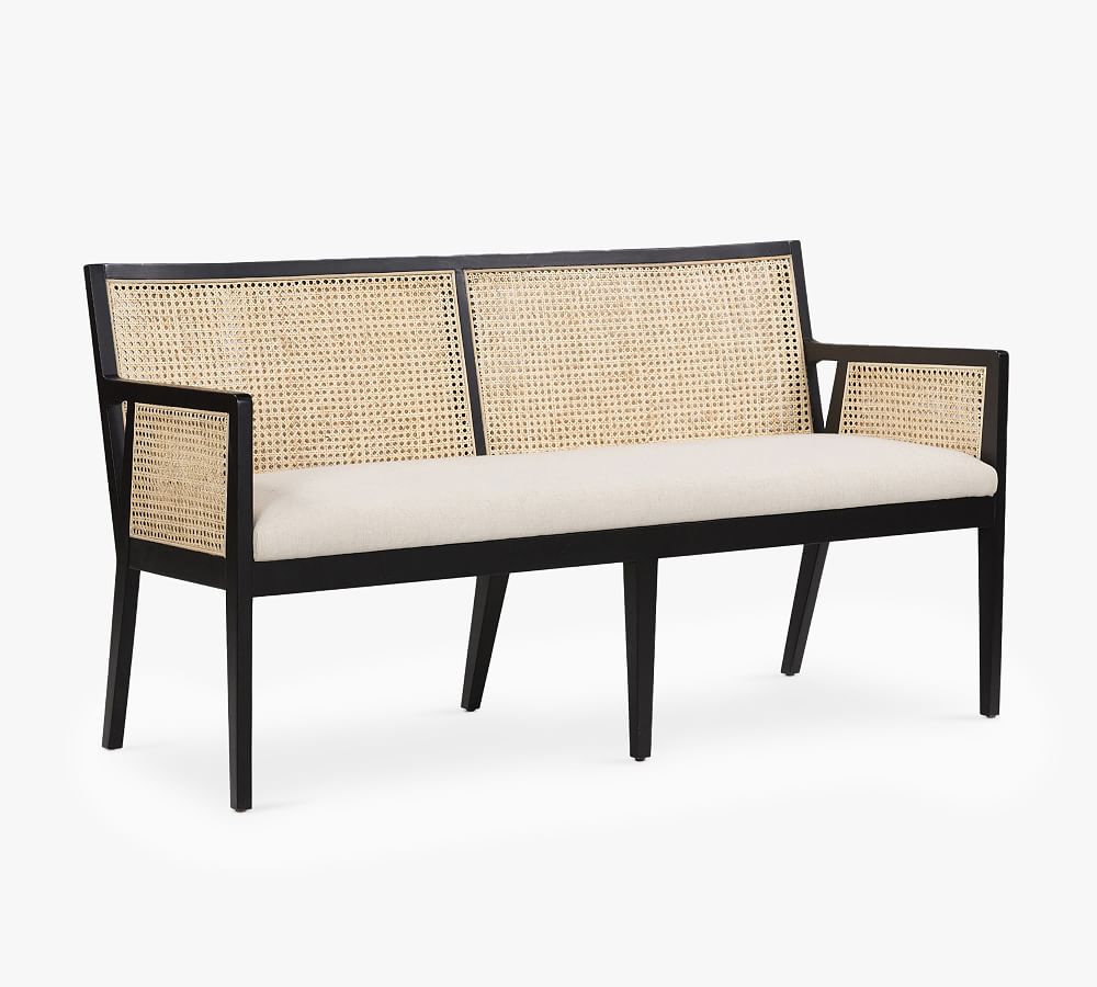 Lisbon Upholstered Cane Dining Bench | Pottery Barn