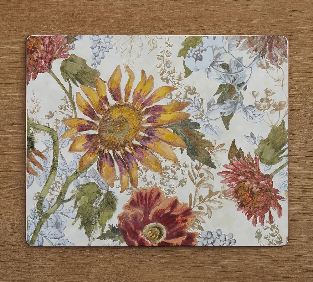 Autumnal Floral Cork Placemats Set Of 4 Pottery Barn   Autumnal Floral Cork Placemats Set Of 4 1 L 