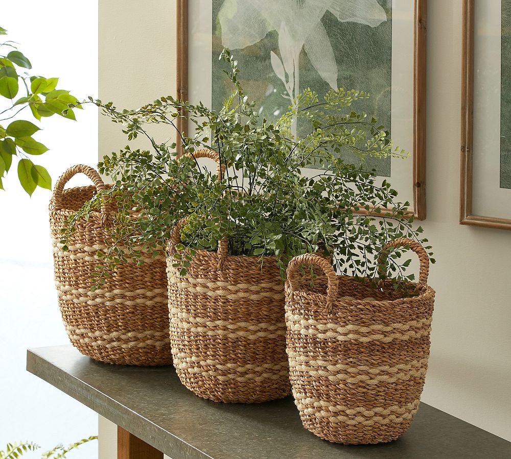Jute & Seagrass Round Baskets - Set of 3