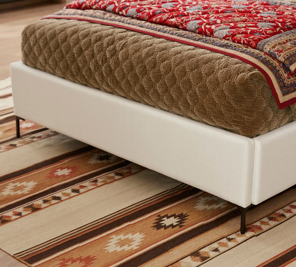 Jake Upholstered Storage Platform Bed with Metal Legs Pottery Barn