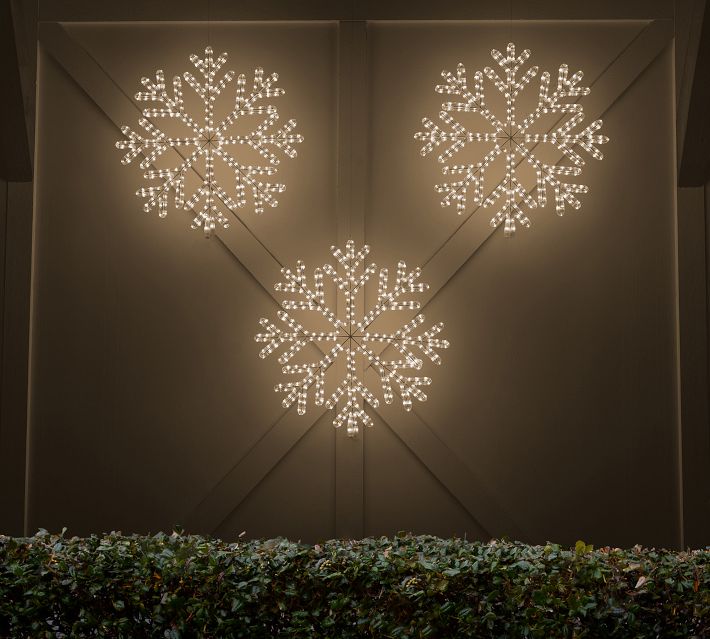 Lit Crystal Snowflakes - Set of 3