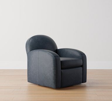 Farmhouse Leather Swivel Armchair | Pottery Barn