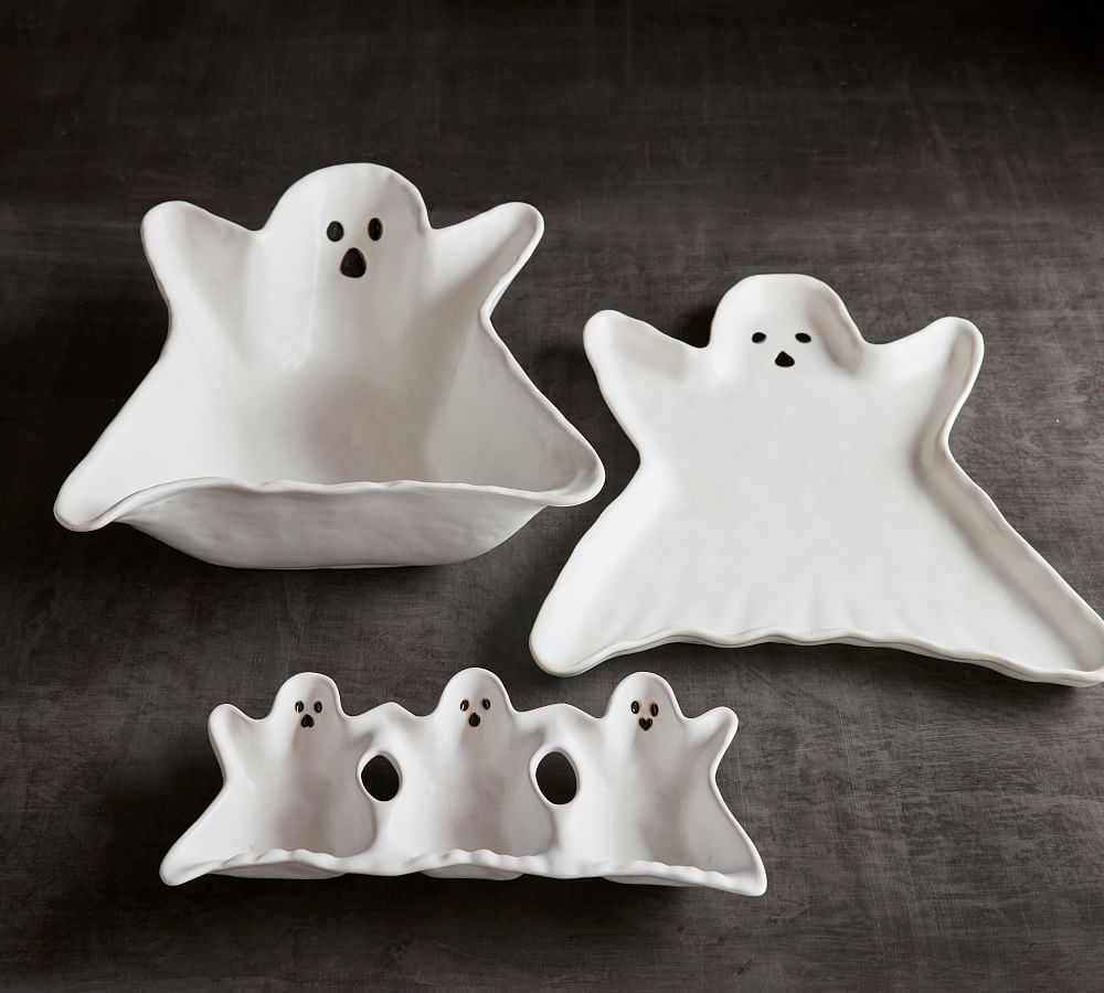 Figural Ghost Stoneware 3-Piece Serving Set