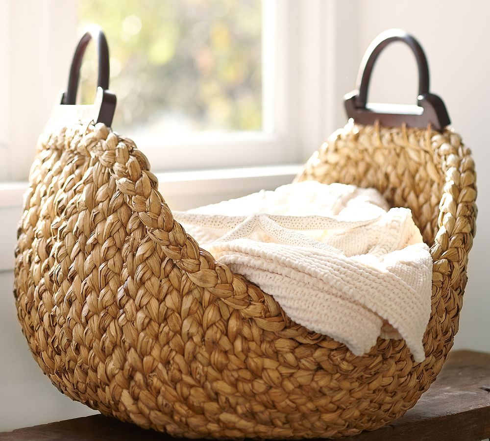 Beachcomber Handwoven Seagrass Wood-Handled Basket