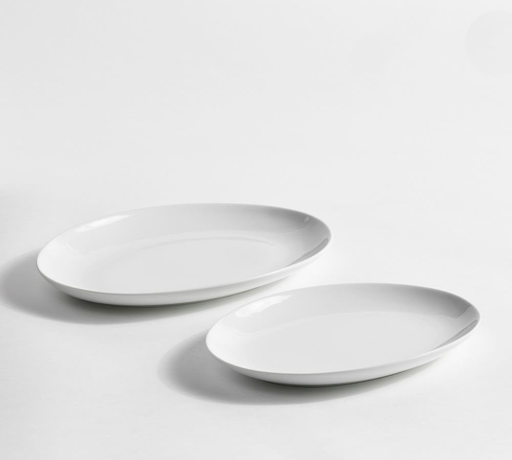 Entertaining Essentials Porcelain Oval Nesting Serving Platters - Set of 2