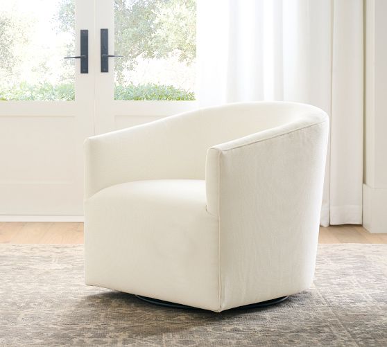 Baldwin Upholstered Swivel Armchair Pottery Barn