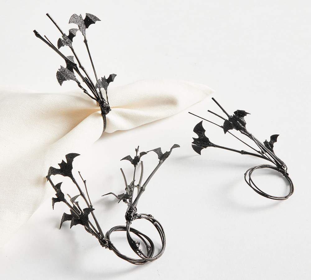 Glitter Bat Handcrafted Napkin Rings - Set of 4