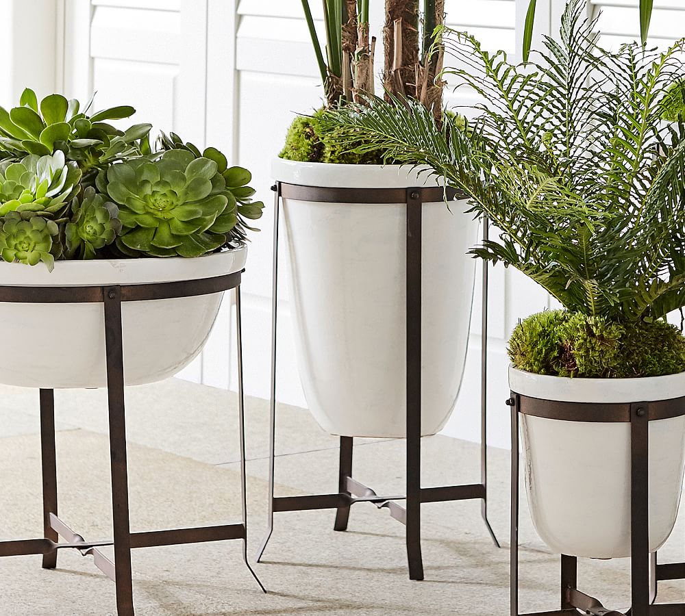 Amir Outdoor Planters With Stand Tall Pot | Pottery Barn