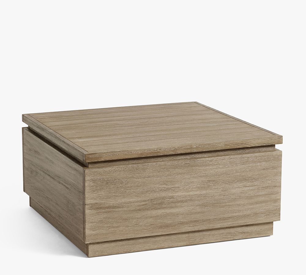 Indio Eucalyptus Modern Platform Outdoor Coffee Table with Storage